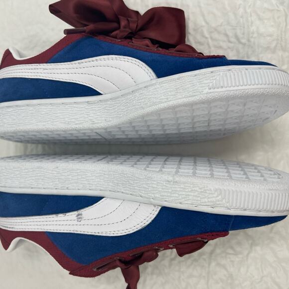 PUMA NEW Suede Heart Satin Lapis Blue, Urban Red sneakers with x wide ribbon - Picture 7 of 9